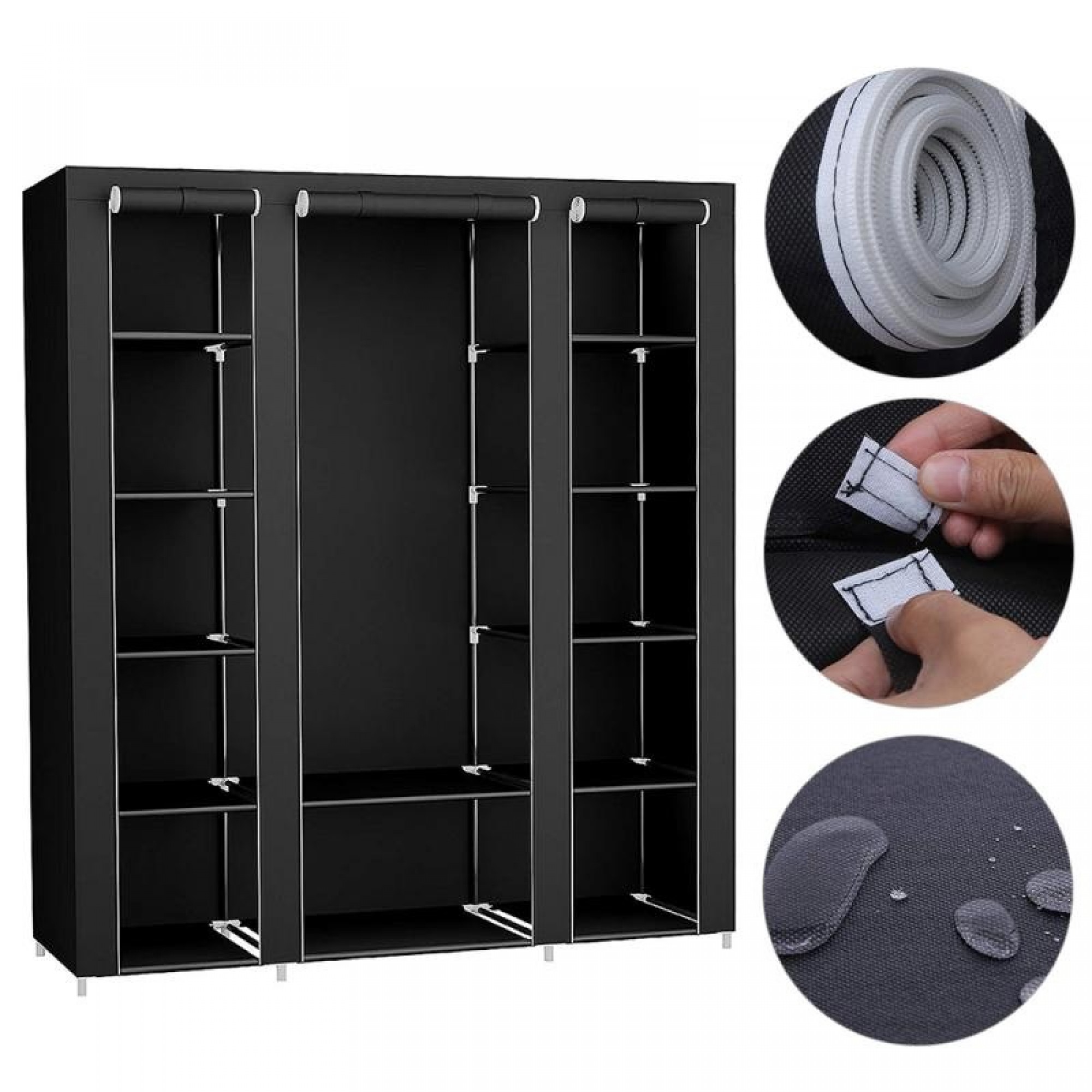 Folding 4 Door Wardrobe Collapsible Wardrobe 88130 MDF (Medium Density Fiber) Collapsible